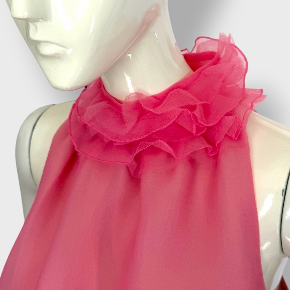 NWT Staud Organza Oleander Pink Ruffle Runway Maxi Dress Gown Sz Small - Picture 11 of 13
